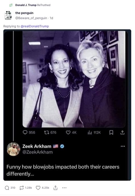 last 4 of social|Trump Reposts Crude Sexual Remark About Harris on Truth Social.